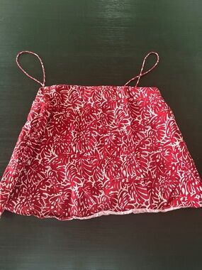 Club Monaco Red and White Floral Spaghetti Strap Crop Top